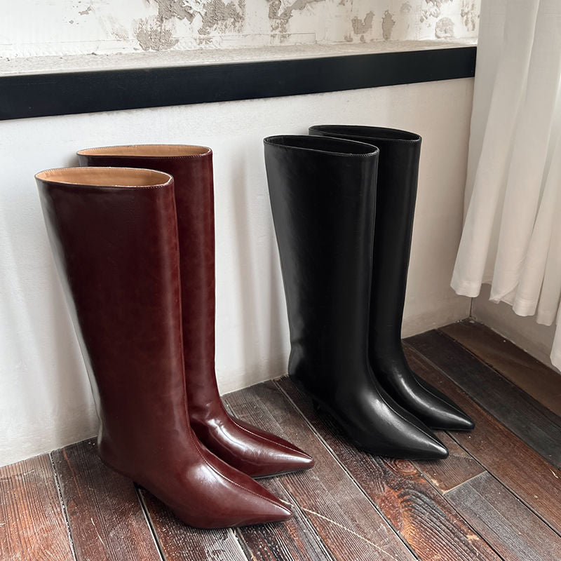 Karin Luna In Stock In Stock    Stunning Elegant Style Kitten Heel Straight Long Boots