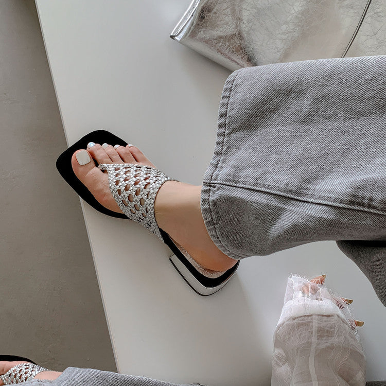 Karin Luna Hot-Selling Braided Style  In stock Toe-strap Woven Sofa Insole Slippers