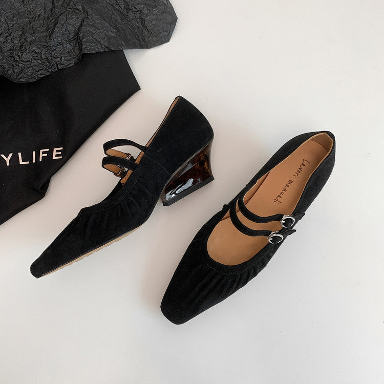 Karin Luna Full Leather Inside and Out Popular Element Amber Heel Elegant French Style Single Shoes