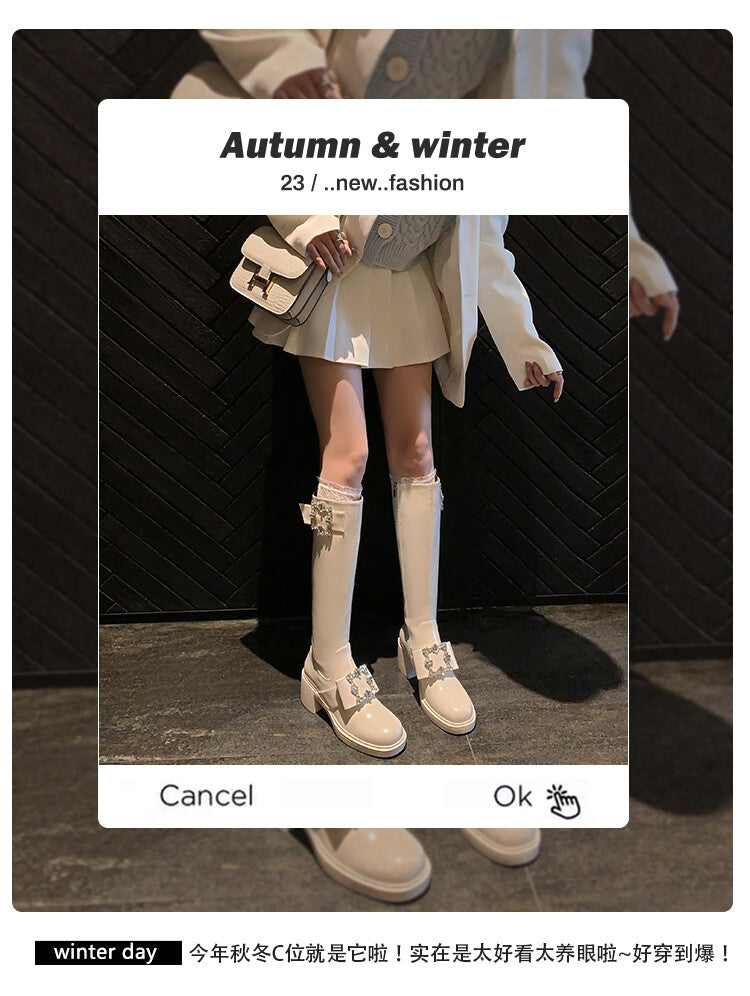 Karin Luna has prepared stock  Custom Large Square Buckle Bowknot Fastener Elegant Long Boots