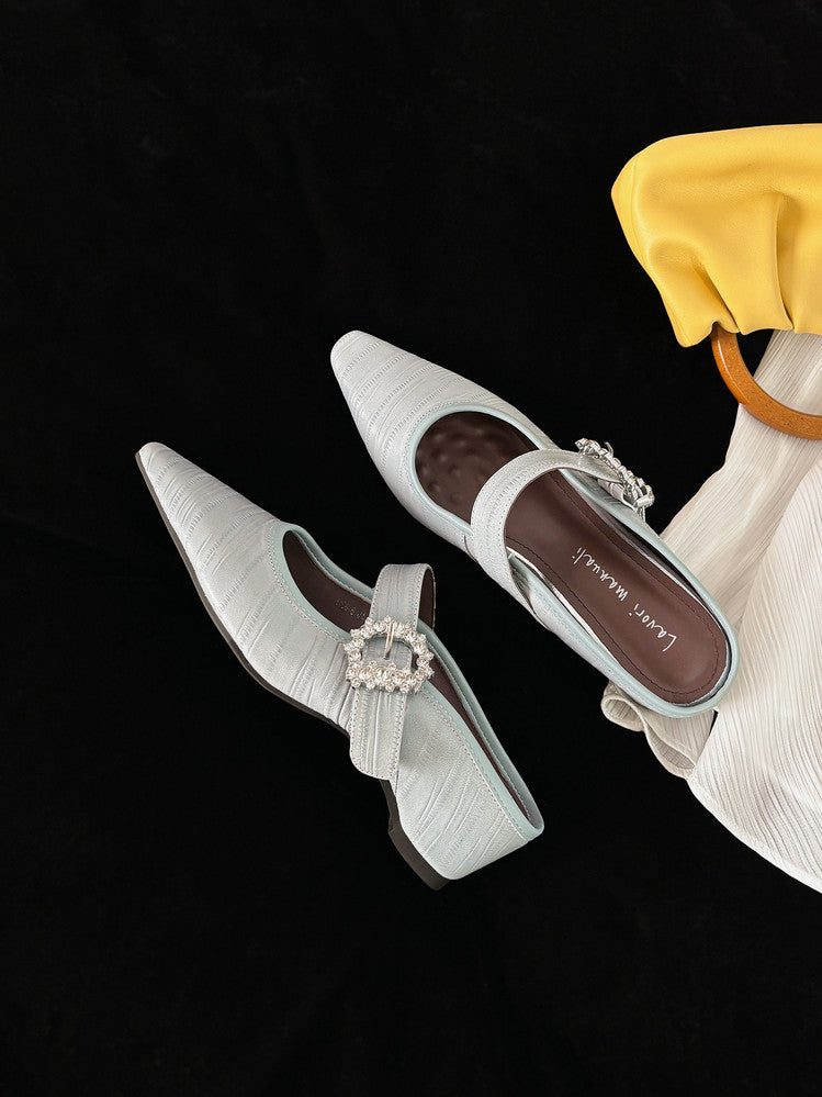 Karin Luna In Stock Spot Goods Full Layer Rhinestone Exquisite Closed-Toe Slippers