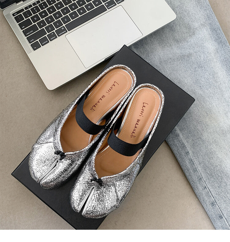 Karin Luna Classic Split-Toe Shoes  Explosive Pattern One-Strap Mary Jane Height-Increasing Full Leather Closed-Toe Slippers
