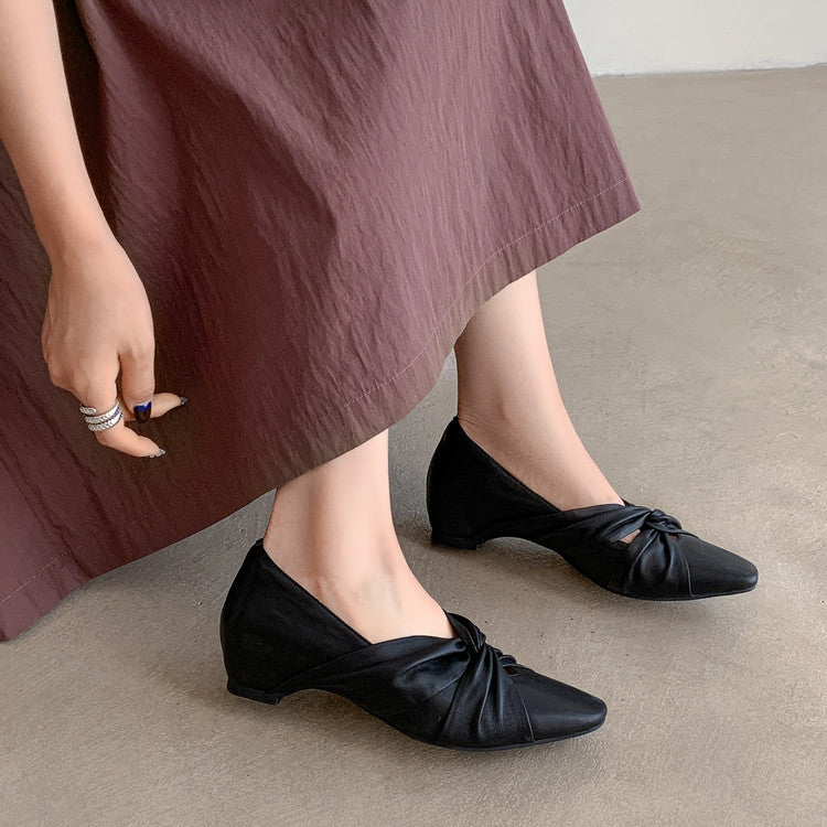 Karin Luna Cross Design Square Toe Hidden Wedge Shoes