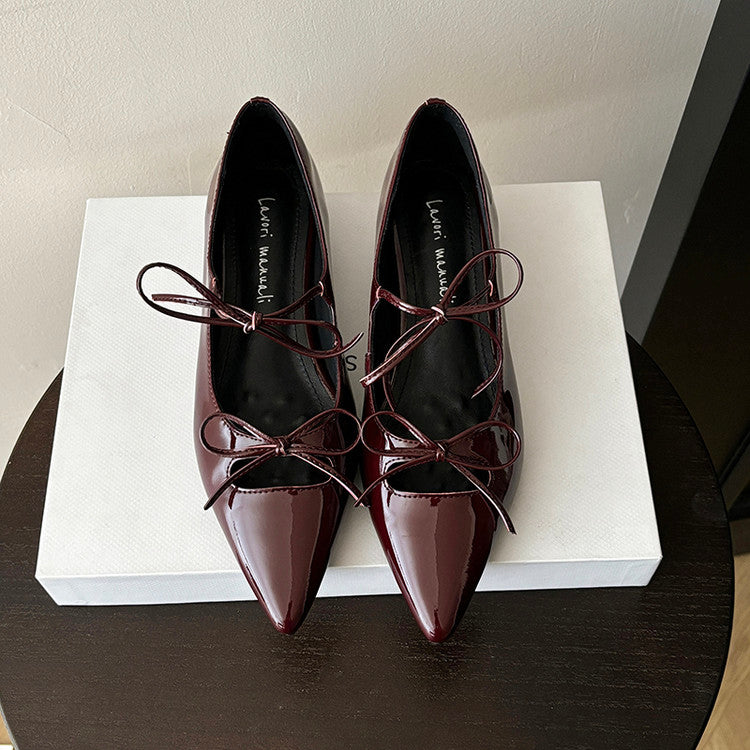 Karin Luna In Stock Spot Goods  Hot-selling Element Bowknot Square Toe Pointed Toe Single Shoes
