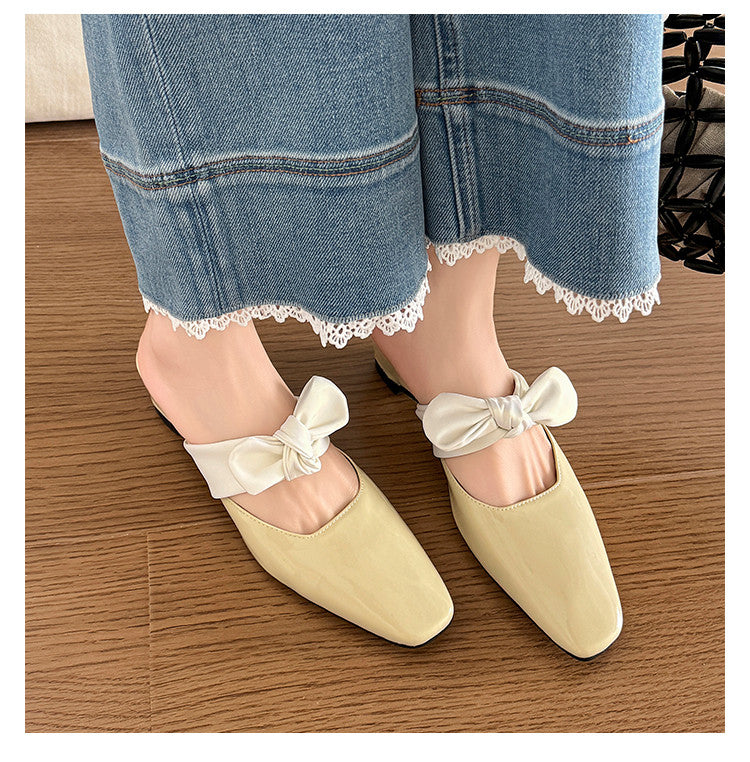 Karin Luna In Stock In Stock  Fluffy feel Bowknot Closed-Toe Slippers