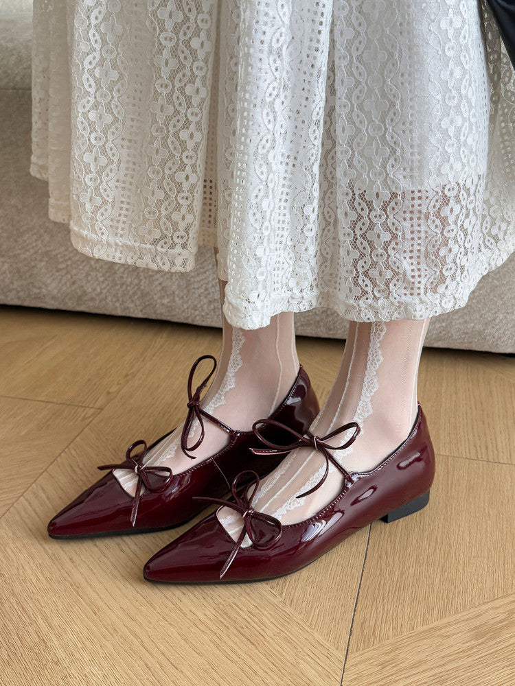 Karin Luna In Stock Spot Goods  Hot-selling Element Bowknot Square Toe Pointed Toe Single Shoes