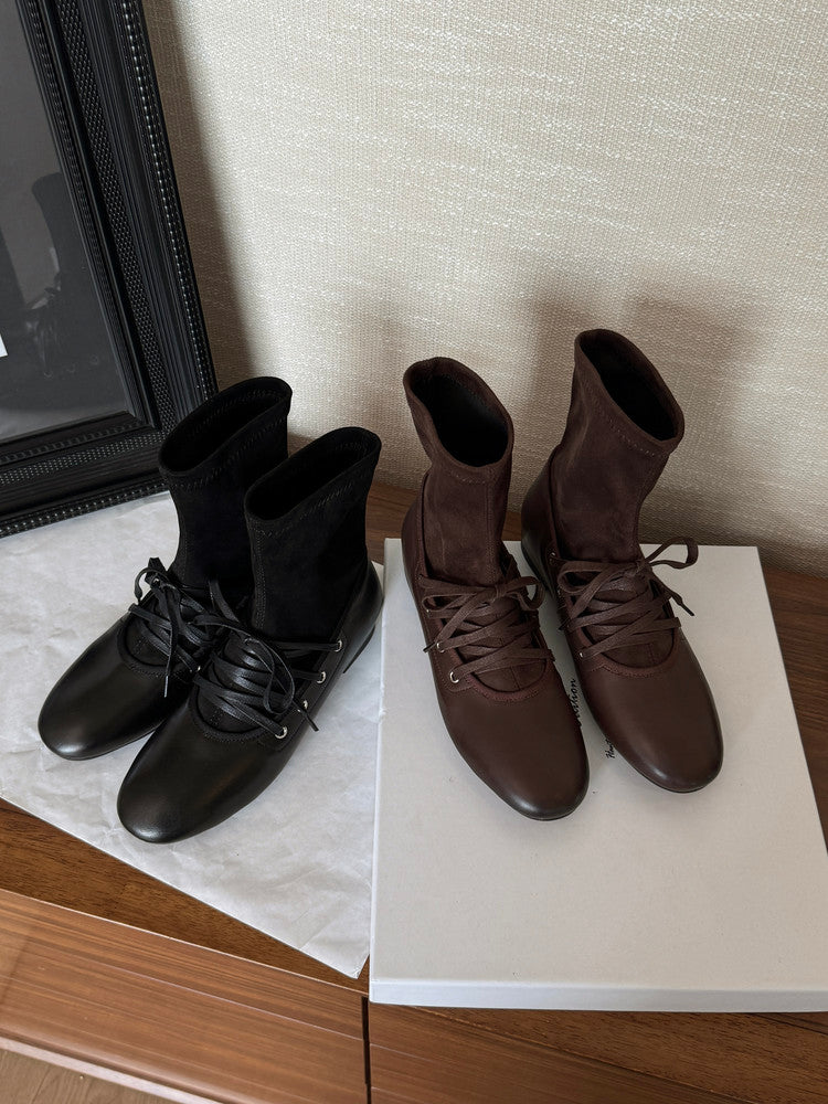 Karin Luna Round Toe Internal Height Increase Lace-up Ankle Boots