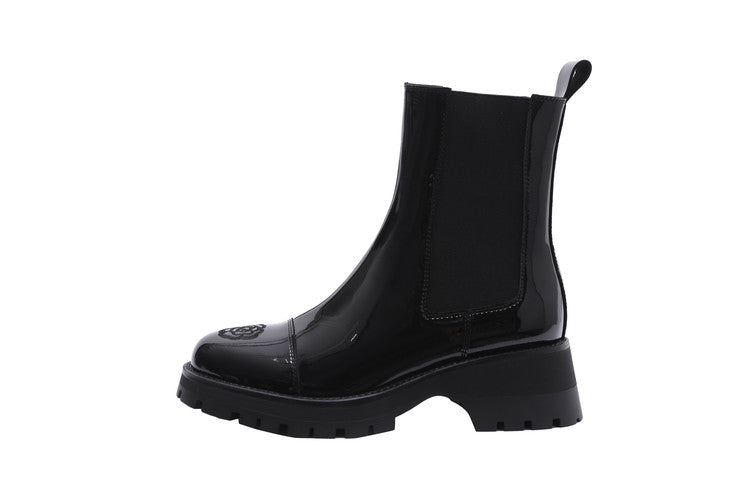 Karin Luna In Stock Spot Goods  Classic Embroidered Camellia Round Toe Thick Sole Chelsea Boots