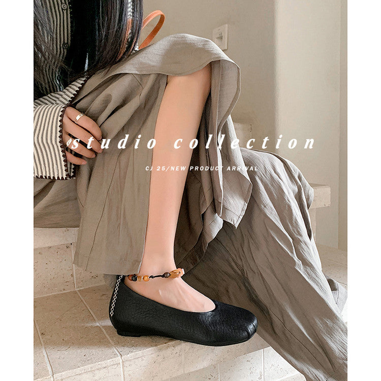Karin Luna Full Layer Inside and Out~Elephant Pattern Round Toe Hidden Wedge Granny Shoes