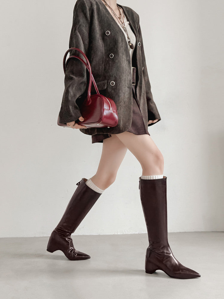 Karin Luna Elegant Style Pointed Toe Internal Height Increase Long Boots