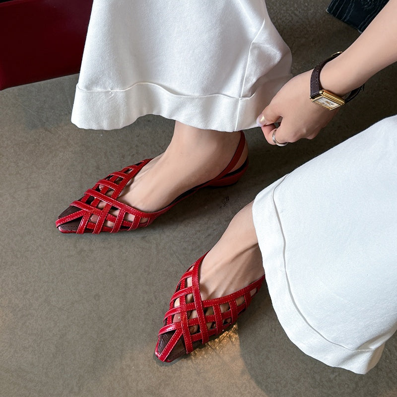 Karin Luna Braided Style ~Cross-woven Pointed Toe Closed-toe Sandals