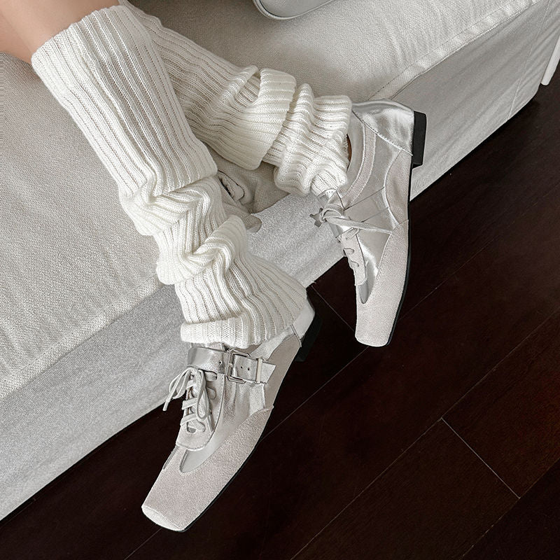 Karin Luna In Stock Spot Goods  Designed retro square-toe ballet shoes with laces