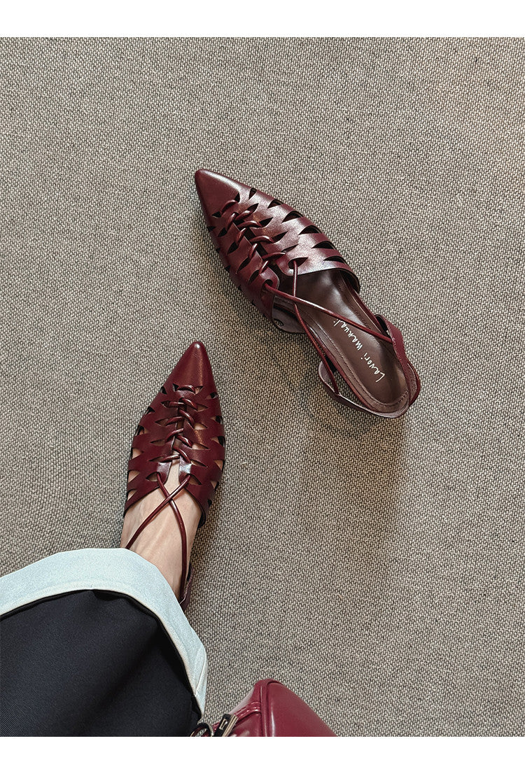 Karin Luna Braided Style ~Cross-woven Pointed Toe Closed-toe Sandals