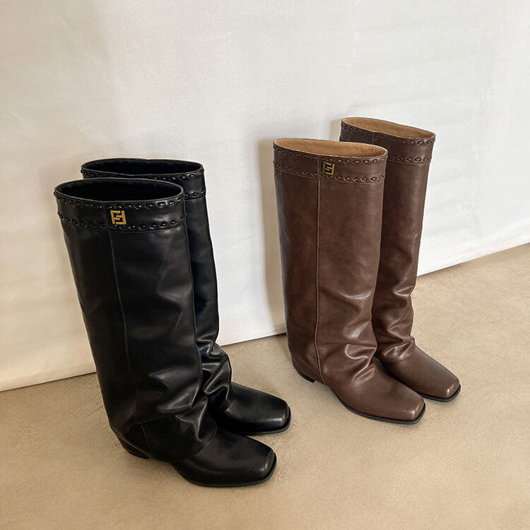 Karin Luna cool girl Stylish and Sweet Square-Toe Booties