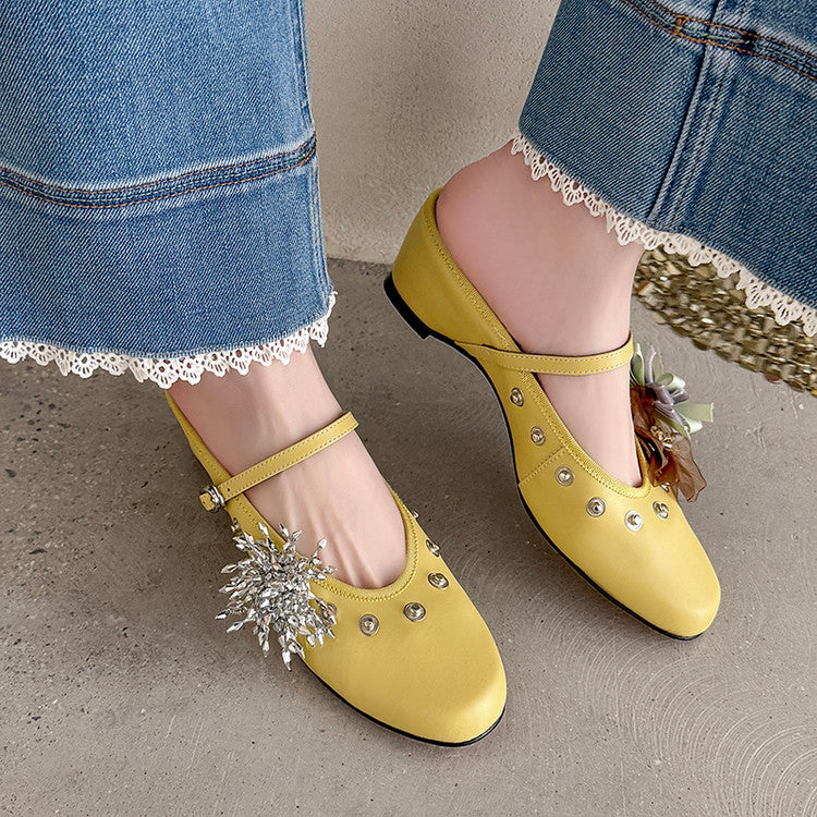 Karin Luna In Stock Spot Goods  Full-grain leather inside and out  Ultra Exquisite Round Toe Hidden Heel Closed-Toe Slippers