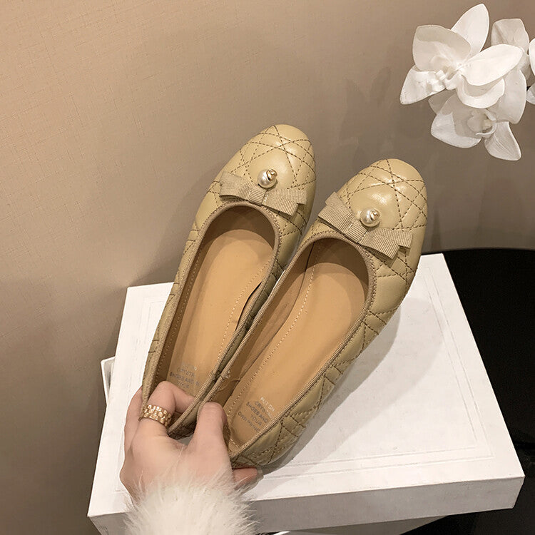 Karin Luna In Stock Spot Goods  Dior's popular retro flat rhombus-pattern granny shoes First Layer Sheepskin Full leather inside and out