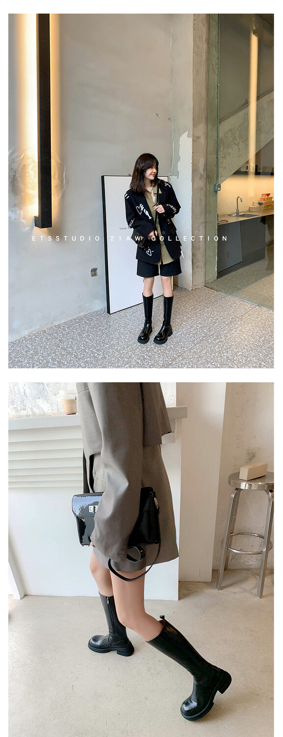 Karin Luna In Stock Spot Goods  Always in stock  Classic Basic Style Round Toe Thick Sole Knight Boots