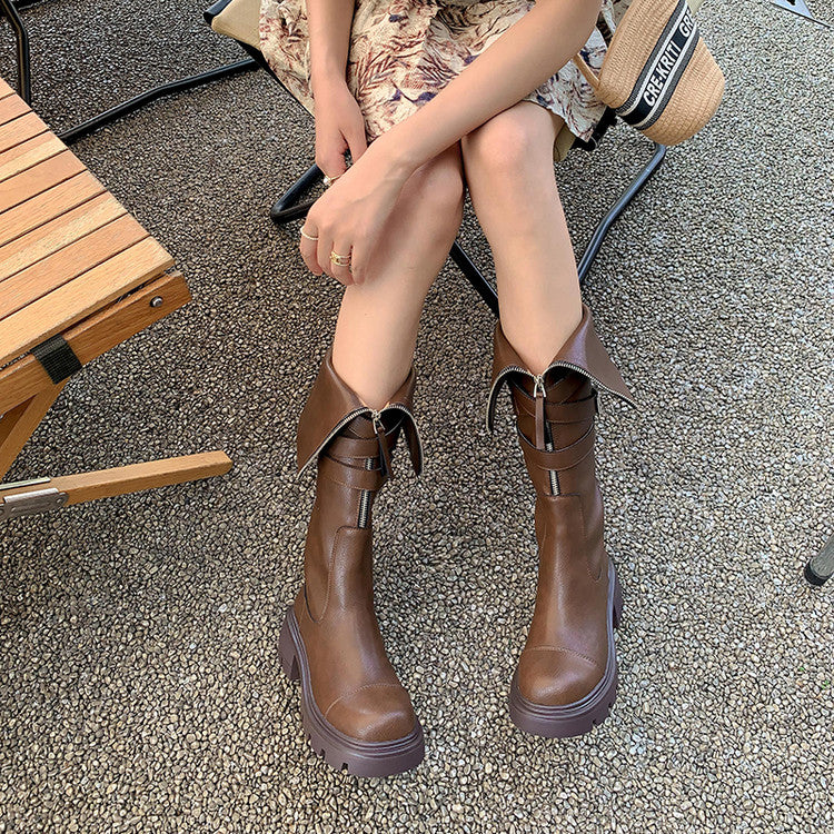 Karin Luna In Stock In-stock Foldable Niche Thick-soled Knight Boots