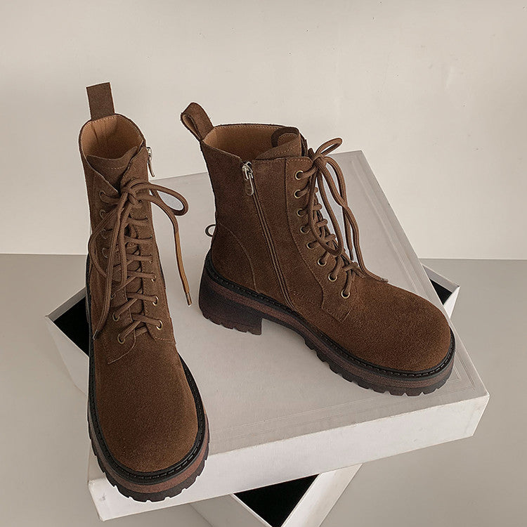 Karin Luna In Stock Casual style thin strap round toe suede ankle boots