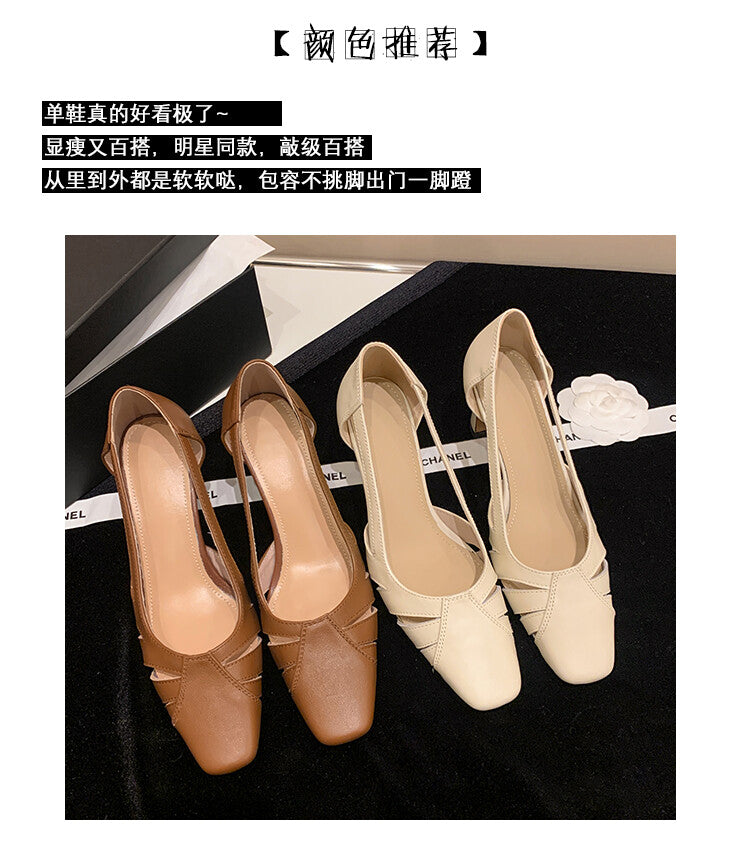 Karin Luna Hot-Selling Retro Big Item Big Goods Available for sale all seasons French-style Hollow Out Single Shoes Full leather inside and out
