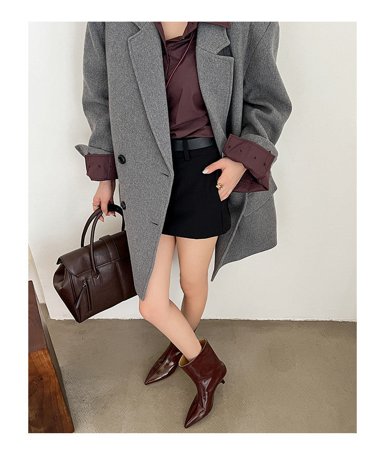 Karin Luna In Stock Spot Goods Minimalist Tube Kitten Heel Short Boots