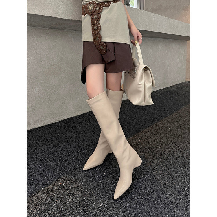 Karin Luna Hot-Selling Internal Height Increase Pointed Toe Straight-Leg Hot-Selling Long Boots