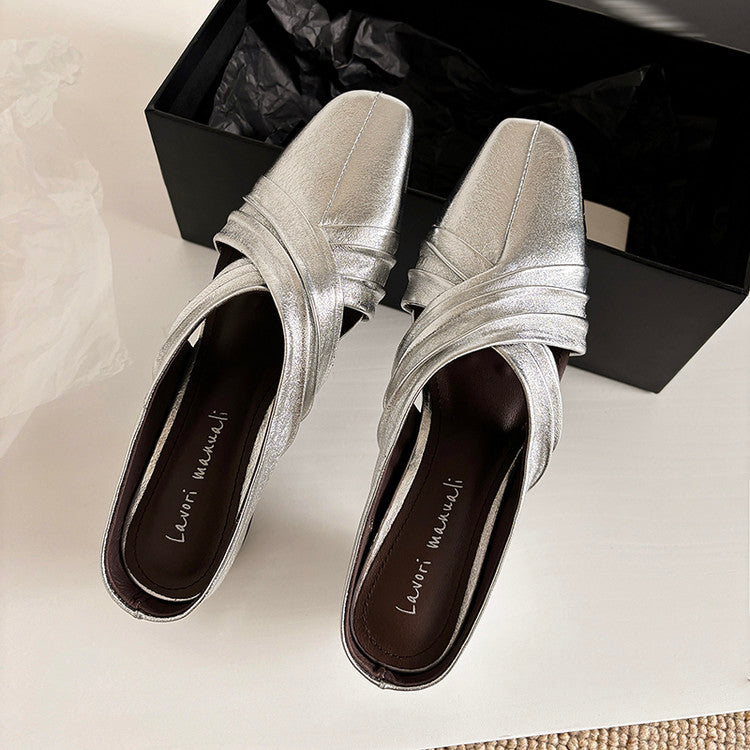 Karin Luna In Stock In Stock Basic Elegant Fairy Style Small Square Toe Sheepskin Slippers