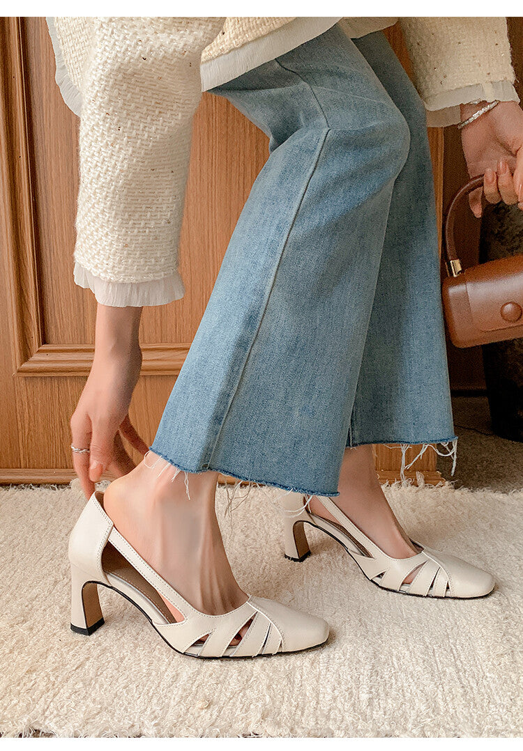 Karin Luna Hot-Selling Retro Big Item Big Goods Available for sale all seasons French-style Hollow Out Single Shoes Full leather inside and out