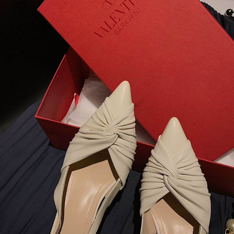 Karin Luna In Stock In Stock  Exquisite Pointed Toe Backless Closed-Toe Stiletto Sandals