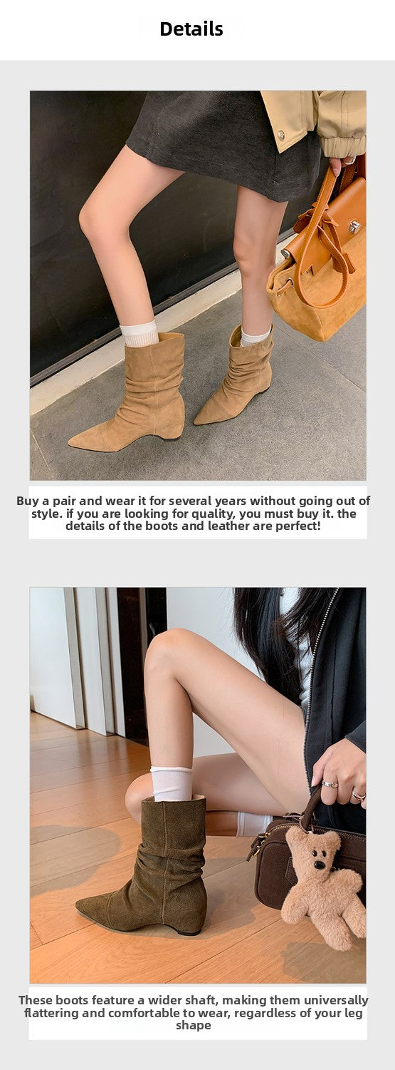Karin Luna Data Hot-Selling Pointed Toe Slouchy Matte Western Short Boots