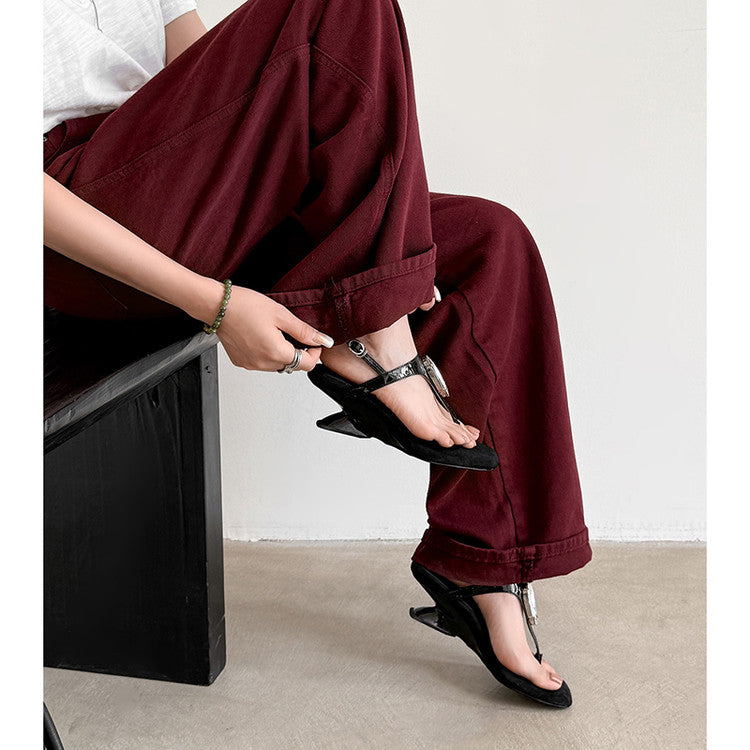 Karin Luna Bestseller Element Square Toe Irregular Heel Super Stable Toe Clip Sandals
