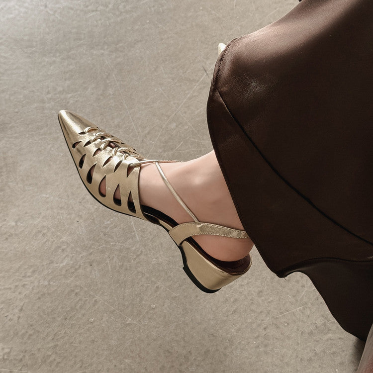 Karin Luna Braided Style ~Cross-woven Pointed Toe Closed-toe Sandals