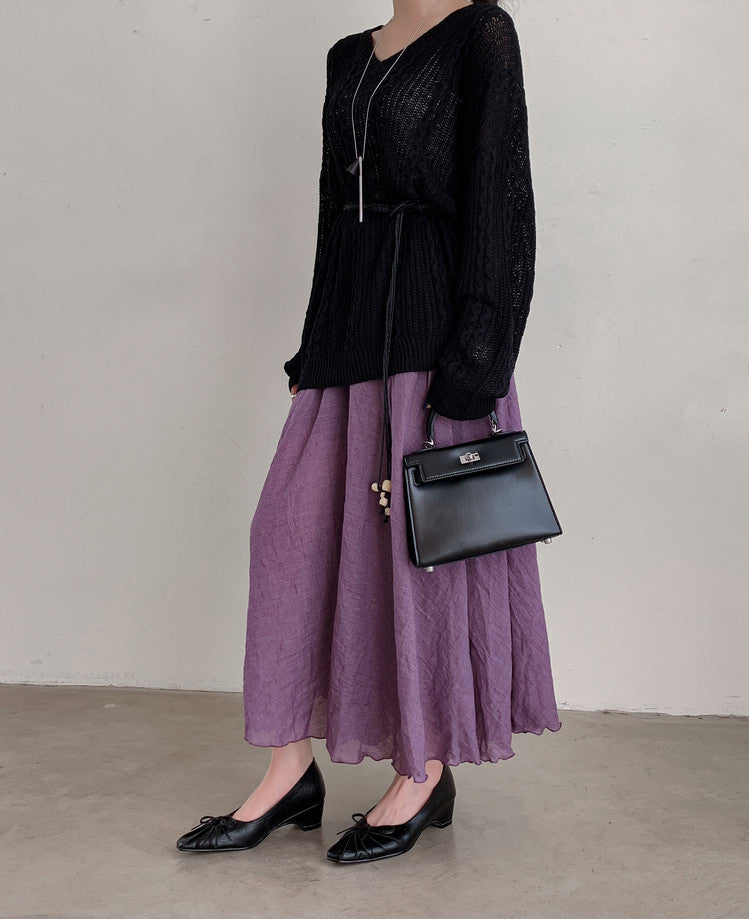 Karin Luna French Style Wrinkled Square Toe Height-Increasing Flats