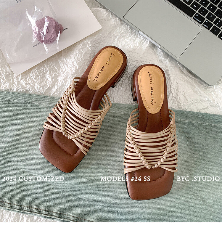 Karin Luna In Stock Spot Goods  Resort Style Handwoven Flat Sole Slippers