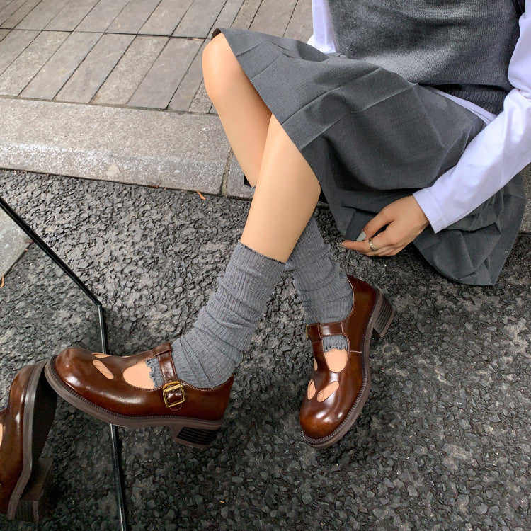 Karin Luna In Stock Spot Goods Minimalist Retro British Style Irregular Hollow Single Shoes