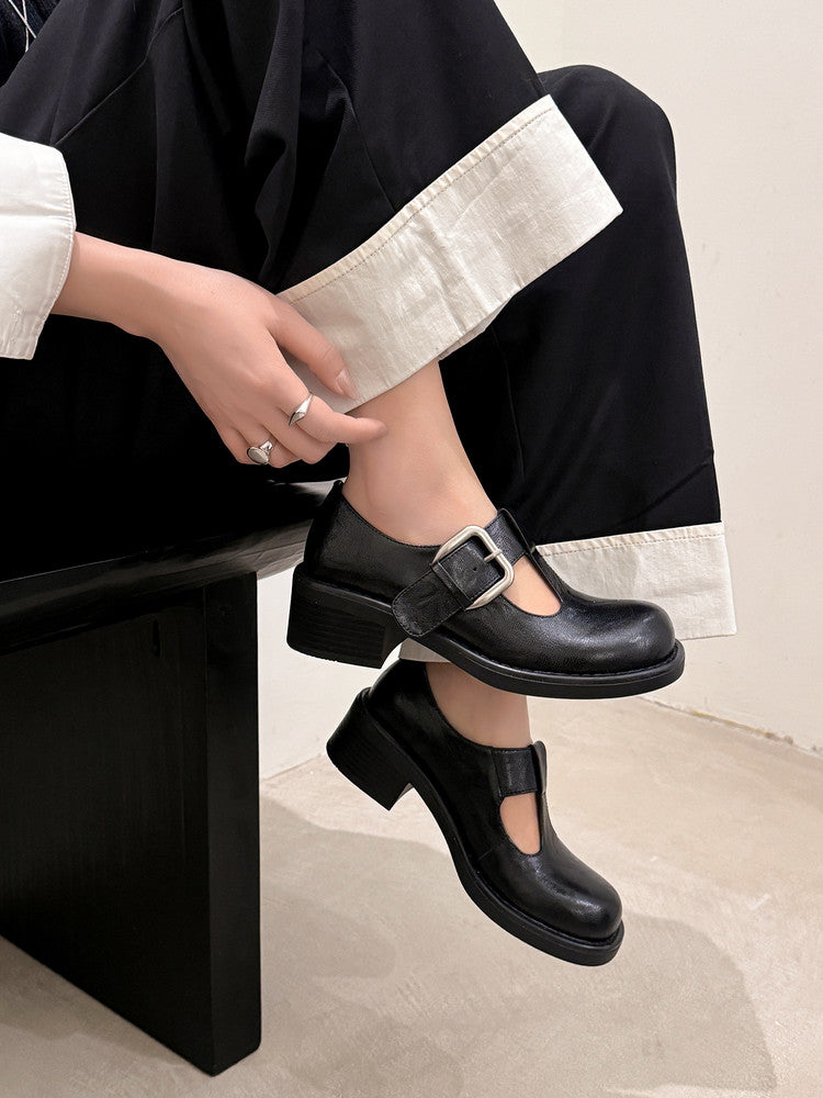 Karin Luna In Stock Spot Goods round Head t Round Toe British Style Single Shoes