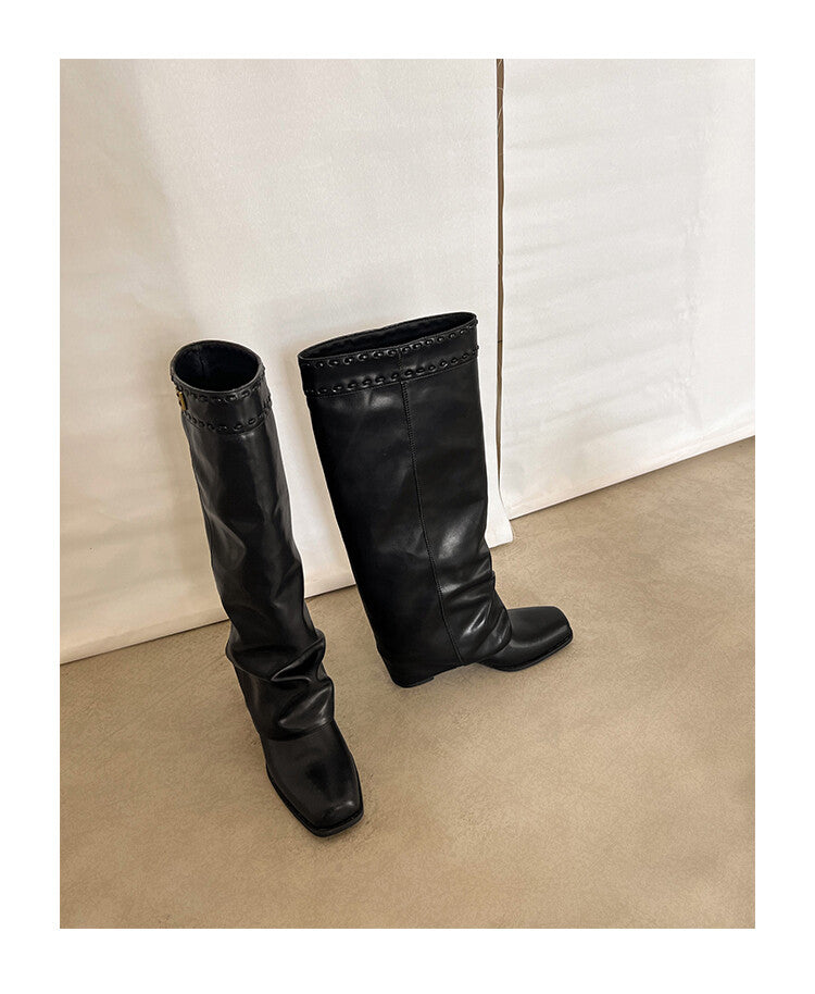 Karin Luna cool girl Stylish and Sweet Square-Toe Booties