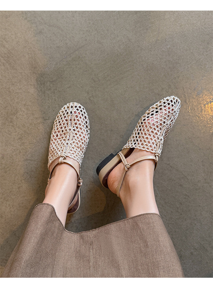 Karin Luna In Stock Spot Goods  Resort Style Series~Casual woven closed-toe flat sandals