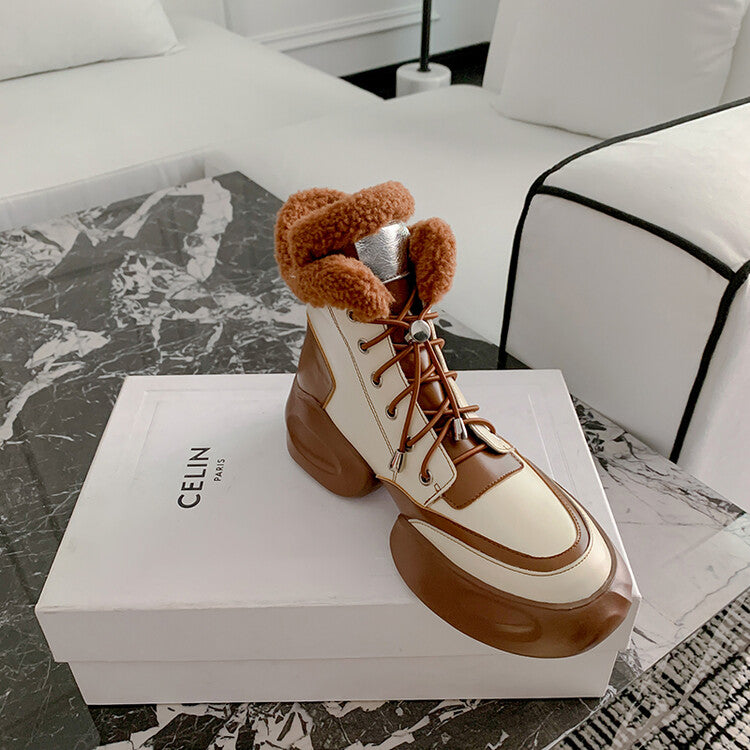 Karin Luna In Stock  Spot Goods  Hot-selling Sports Thick Sole Thickened Fur Snow Boots Full cowhide