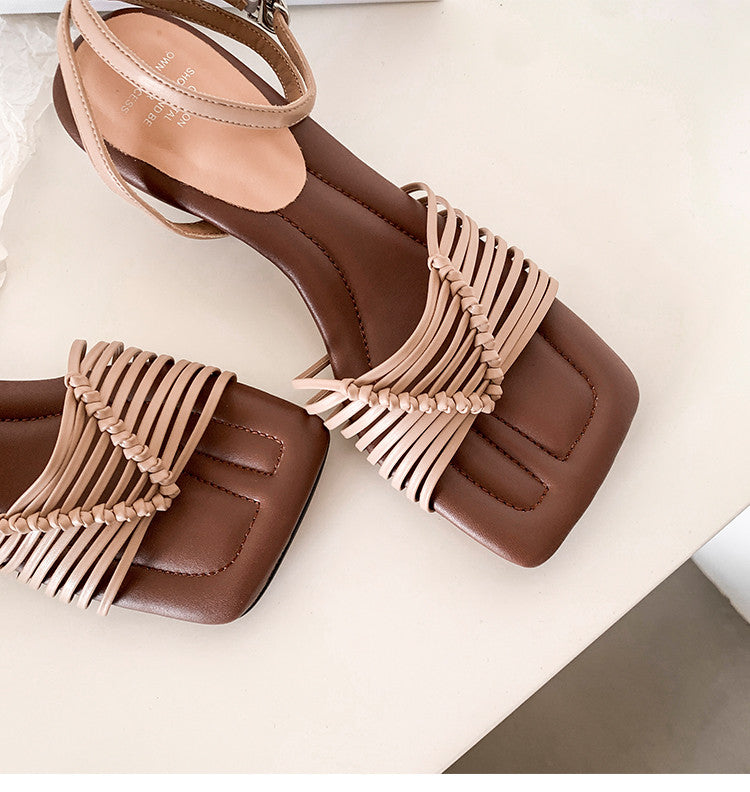 Karin Luna Data Hot Item  Comes with data plan included Hand-woven Square Toe Sofa Insoles Irregular Heel Sandals