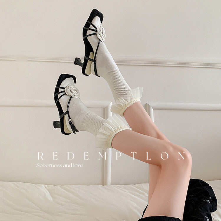 Karin Luna Exquisite Camellia ~French Retro Open-Toe Sandals