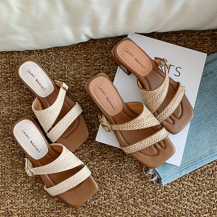 Karin Luna Full of casual charm~ Irregular Weaving Design Flat Slippers