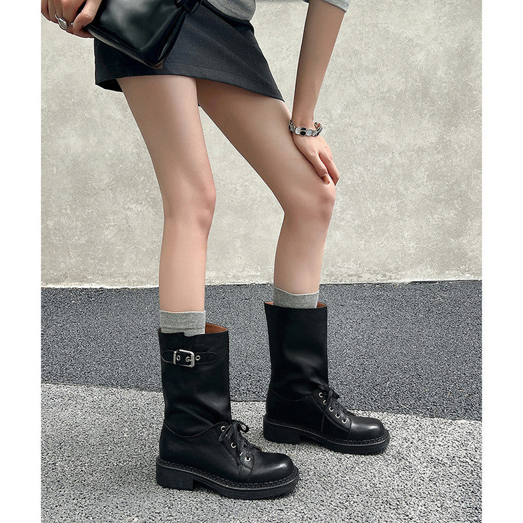 Karin Luna Bestseller Large Tube Thick Sole Martin Boots with Belt Buckle