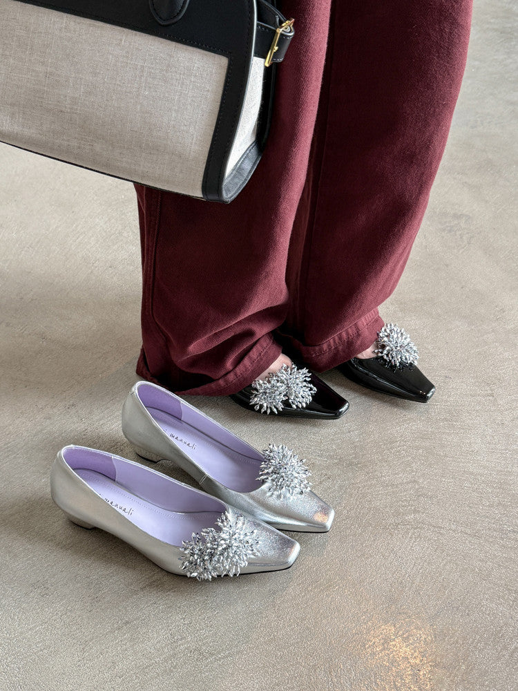 Karin Luna In Stock Spot Goods Exquisite Fireworks Buckle Small Square Toe Chunky Heel Commuter Shoes