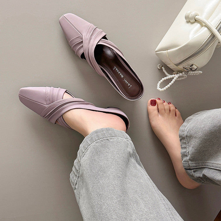 Karin Luna In Stock In Stock Basic Elegant Fairy Style Small Square Toe Sheepskin Slippers