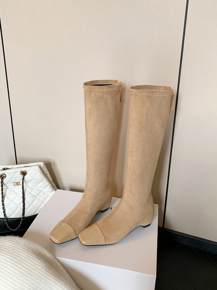 Karin Luna In Stock In Stock Patchwork Long Boots Elegant Versatile