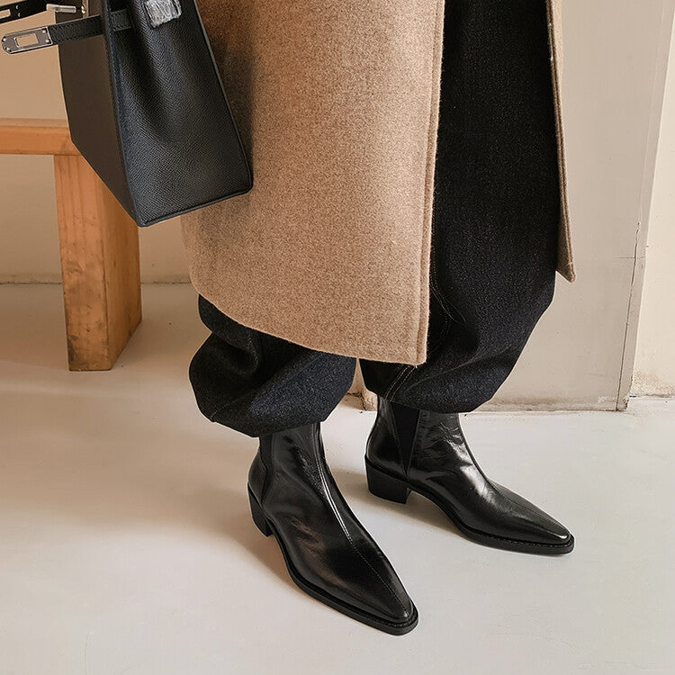 Karin Luna In Stock In stock   Classic first-layer cowhide Chelsea elastic ankle boots