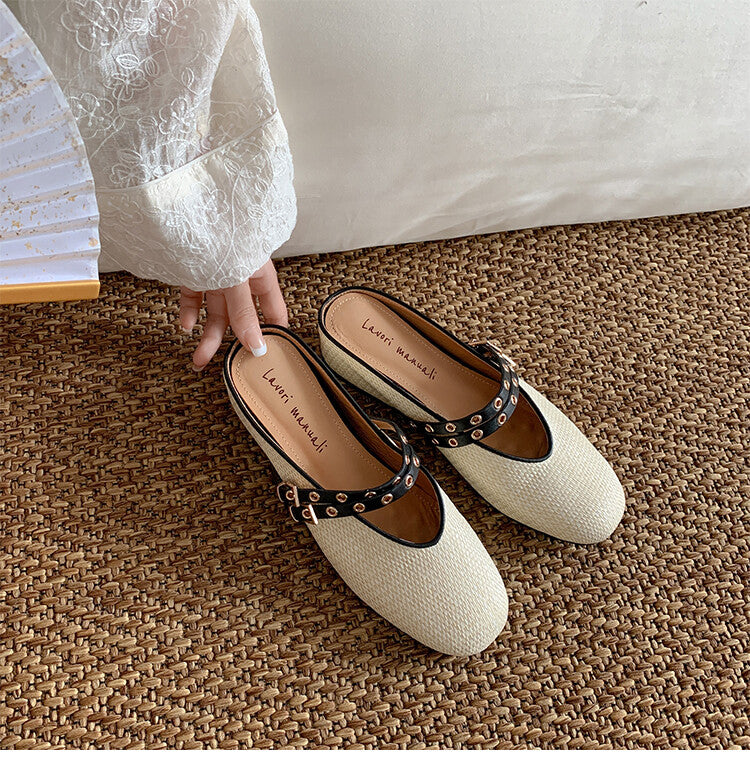 Karin Luna  Closed-Toe Woven Style Height-Increasing Slippers