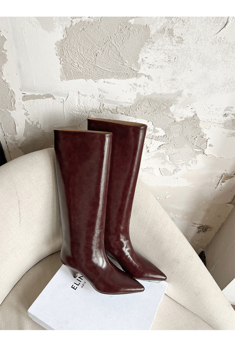 Karin Luna In Stock In Stock    Stunning Elegant Style Kitten Heel Straight Long Boots