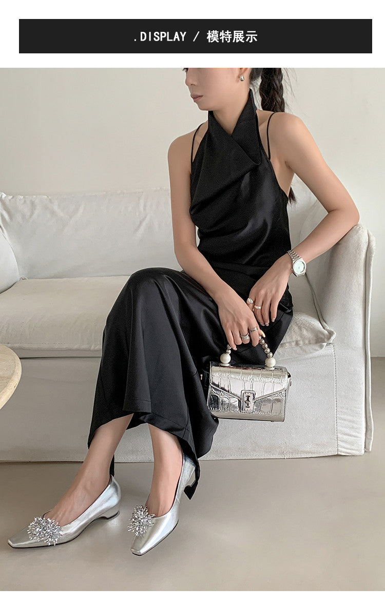 Karin Luna In Stock Spot Goods Exquisite Fireworks Buckle Small Square Toe Chunky Heel Commuter Shoes